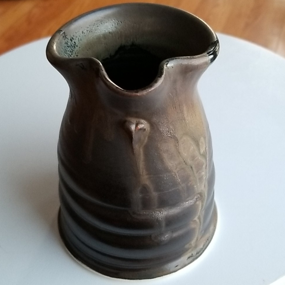 S.J Pottery signed Brown Heart Pitcher - Picture 3 of 8